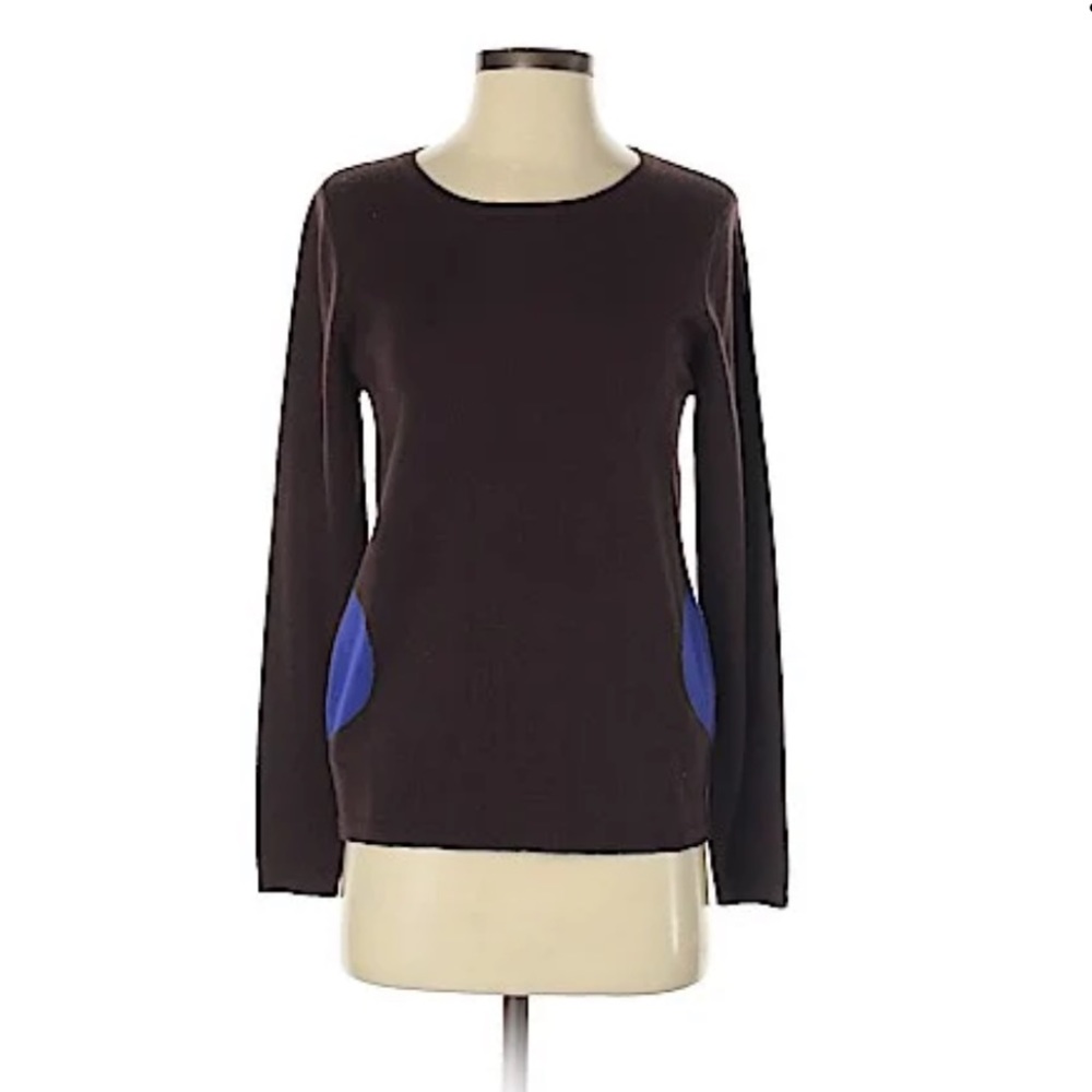 Lisa Perry Wool Pullover Sweater with Pockets in Brown and Purple Size Small